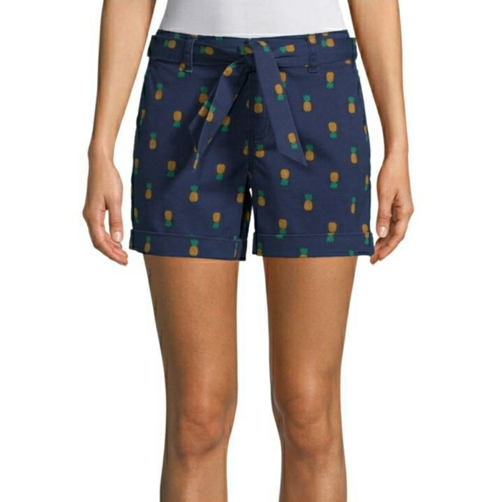 St. Johns Bay Womens Shorts Mid Rise Chino Pineapp